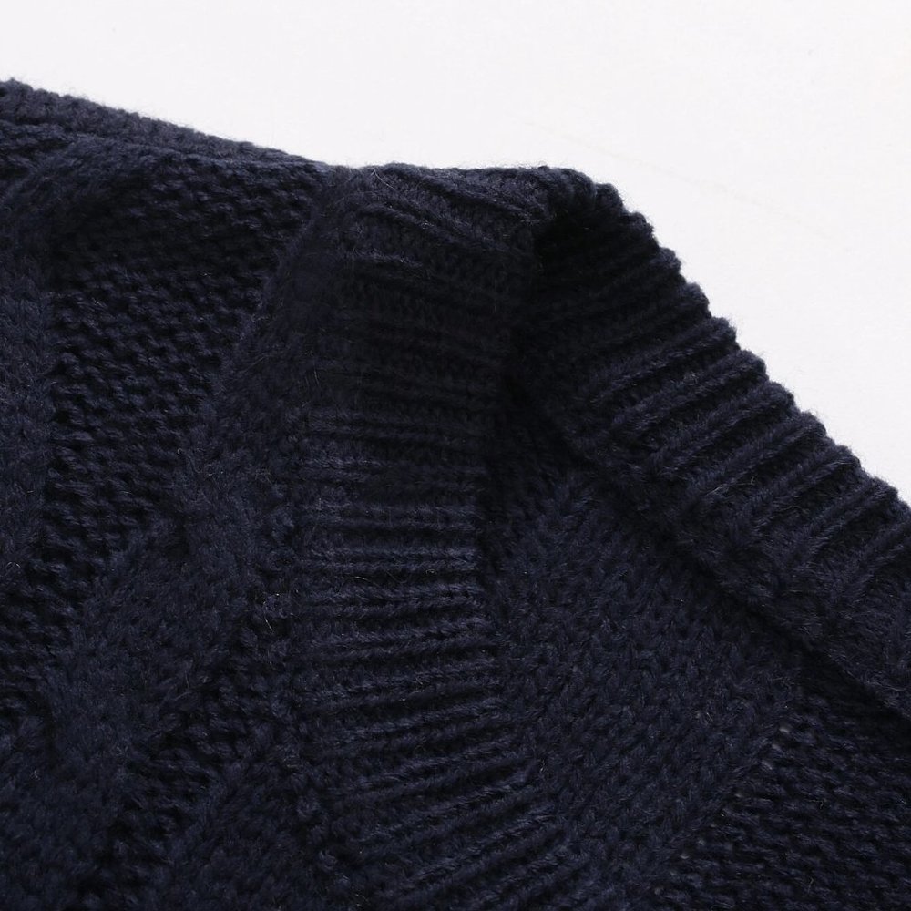 Casual Multicolor Cable Knit Men's Color Block Swe - Picture 9 of 11